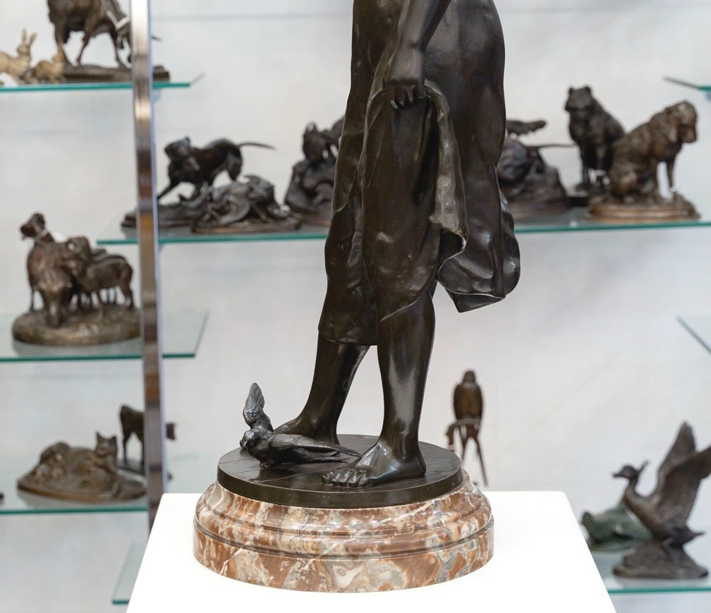 Sculpture - The Return Of The Swallows , Emile Joseph Nestor Carlier (1849-1927) - Bronze -photo-4