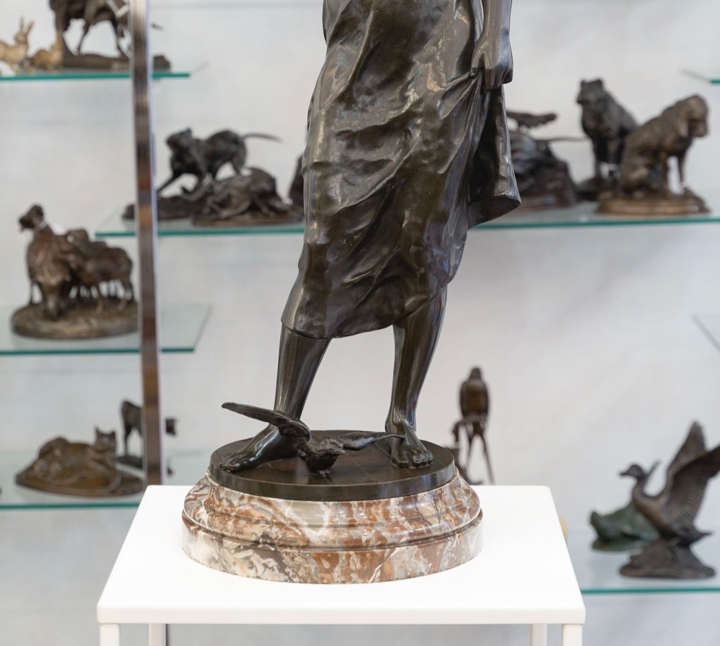 Sculpture - The Return Of The Swallows , Emile Joseph Nestor Carlier (1849-1927) - Bronze -photo-5