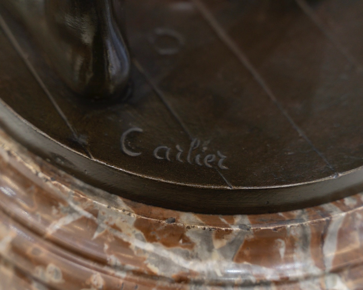 Sculpture - The Return Of The Swallows , Emile Joseph Nestor Carlier (1849-1927) - Bronze -photo-6