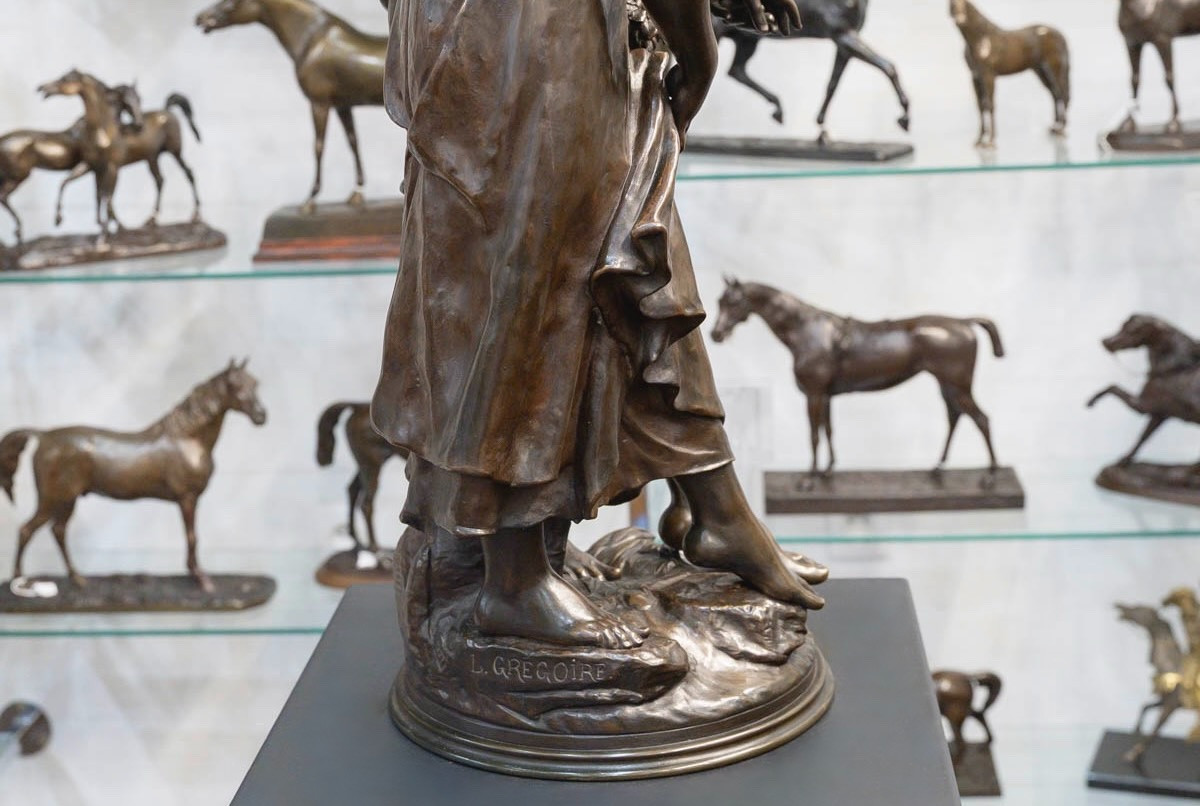 Sculpture - Allégorie De La Séduction , Jean Louis Grégoire (1840-1890) - Bronze -photo-4