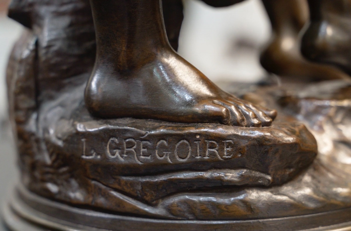 Sculpture - Allégorie De La Séduction , Jean Louis Grégoire (1840-1890) - Bronze -photo-5