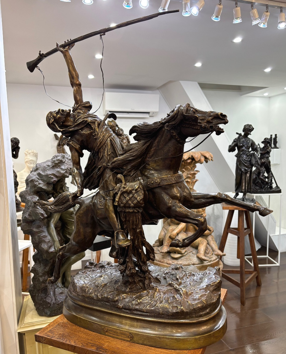 Sculpture - The Arab Fantasia , Prosper Lecourtier (1851-1924) - Bronze-photo-2