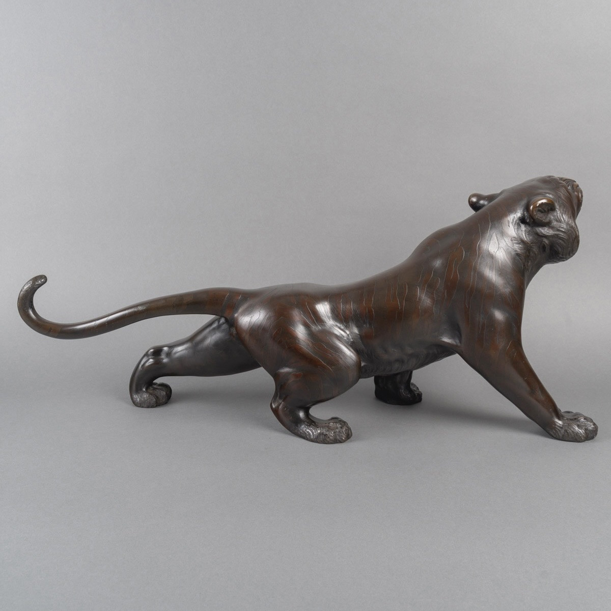 Sculpture - Le Tigre Rugissant , Omori Mitsumoto Dit Kôgen - Bronze -photo-4