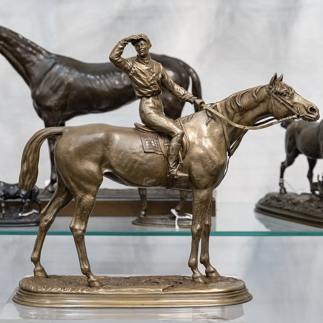 Sculpture - Avant La Course , Jockey Et Sa Monture , Jules Moigniez (1835-1894) - Bronze