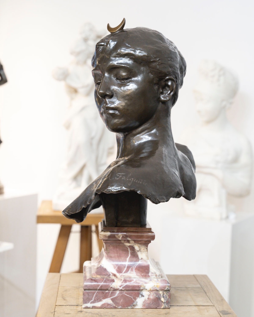 Sculpture - Bust , Diana The Huntress By Alexandre Falguière (1831-1900) - Bronze-photo-2