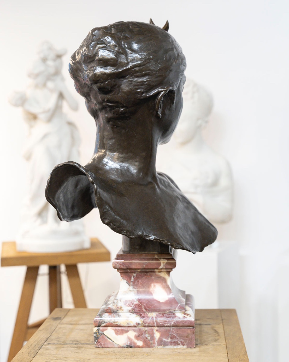 Sculpture - Bust , Diana The Huntress By Alexandre Falguière (1831-1900) - Bronze-photo-2