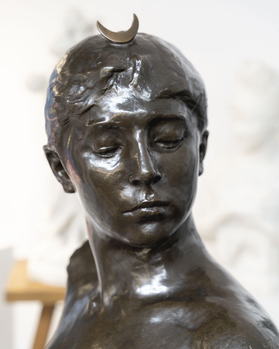 Sculpture - Bust , Diana The Huntress By Alexandre Falguière (1831-1900) - Bronze-photo-4