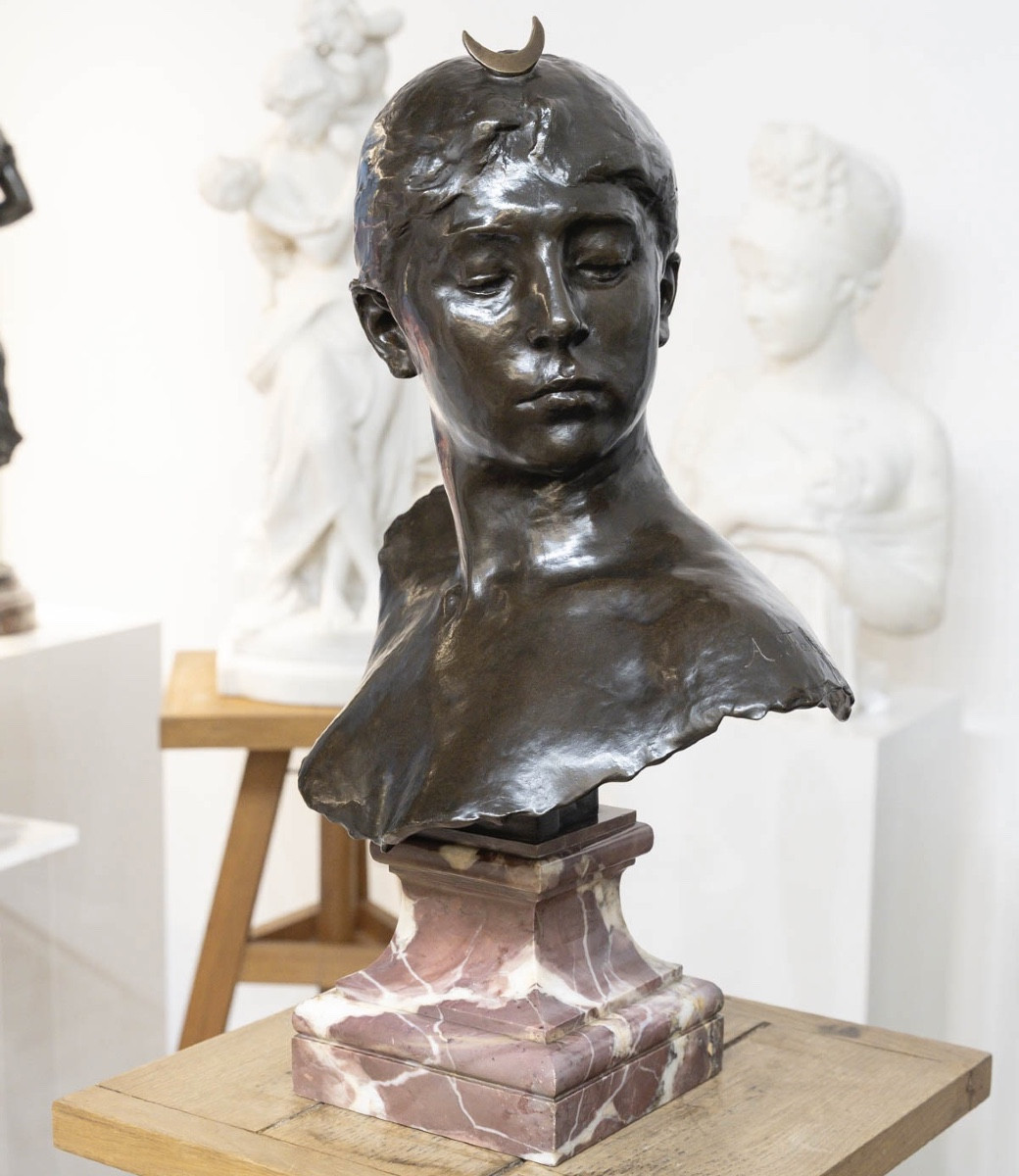 Sculpture - Bust , Diana The Huntress By Alexandre Falguière (1831-1900) - Bronze