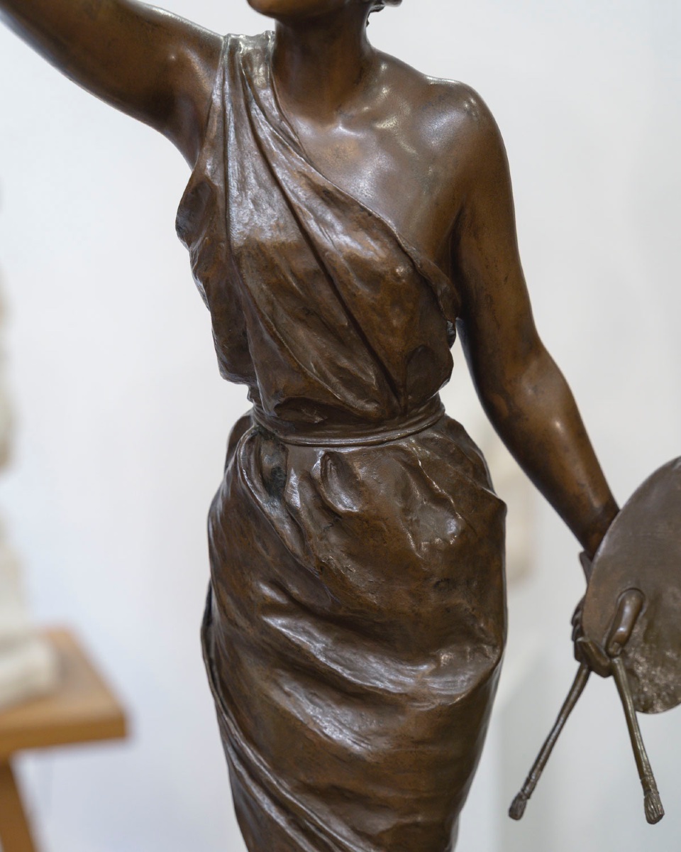 Sculpture - The Love Of Art , Emmanuel Villanis (1858-1914) - Bronze-photo-1