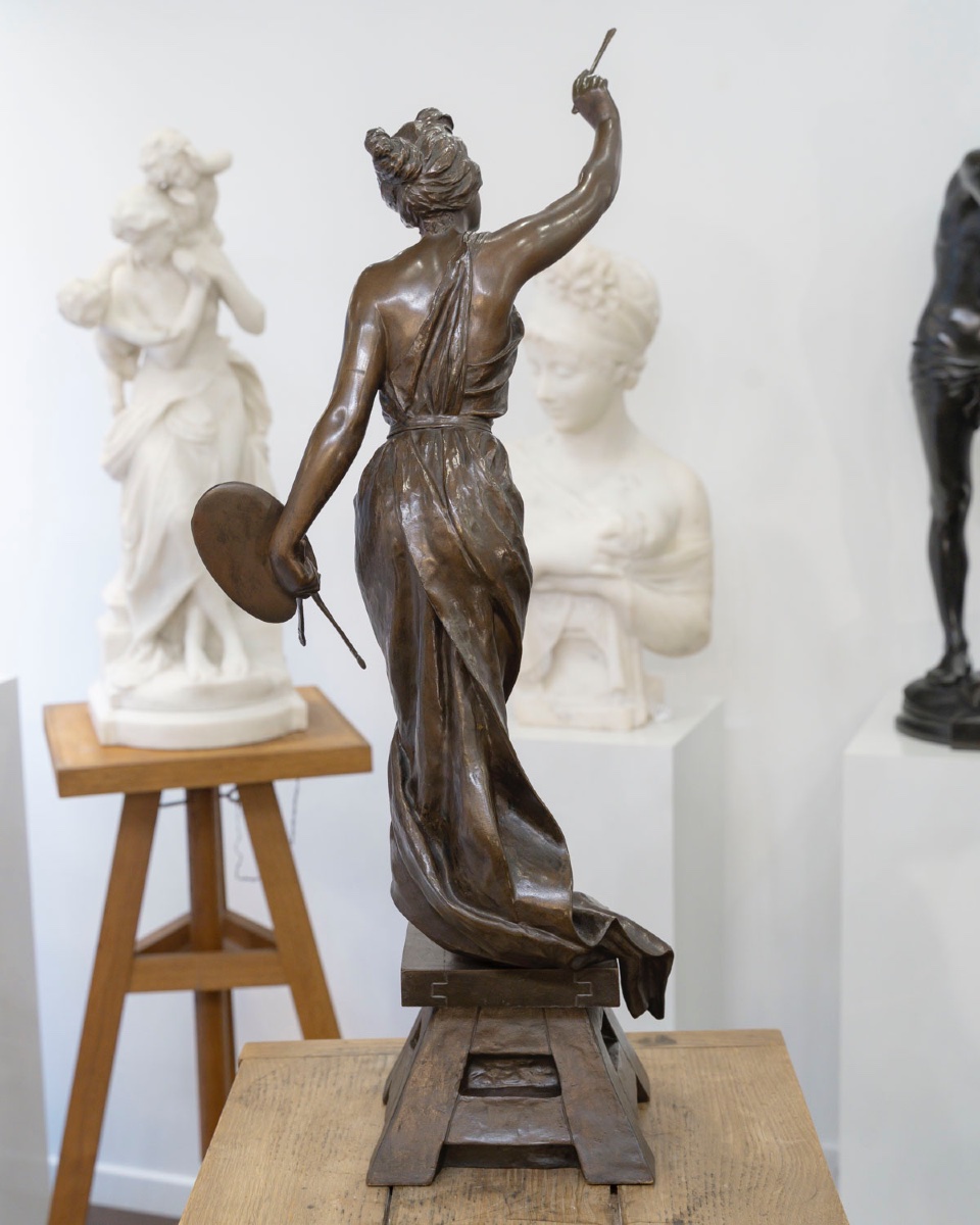 Sculpture - The Love Of Art , Emmanuel Villanis (1858-1914) - Bronze-photo-3