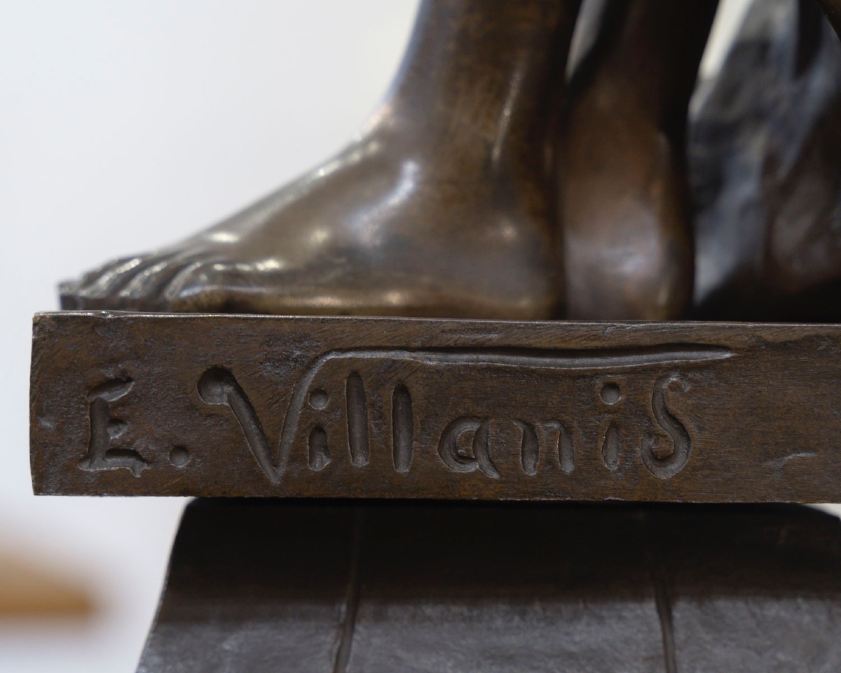 Sculpture - The Love Of Art , Emmanuel Villanis (1858-1914) - Bronze-photo-5