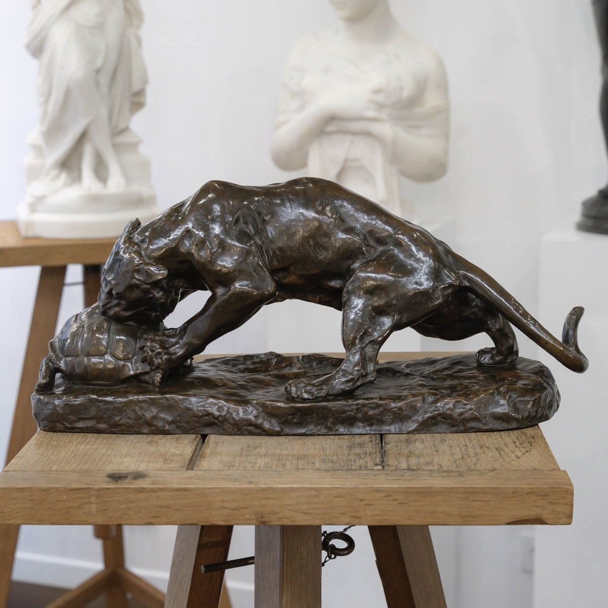 Bronze Group Sculpture , The Tiger And The Tortoise , Georges Gardet (1863-1939) 