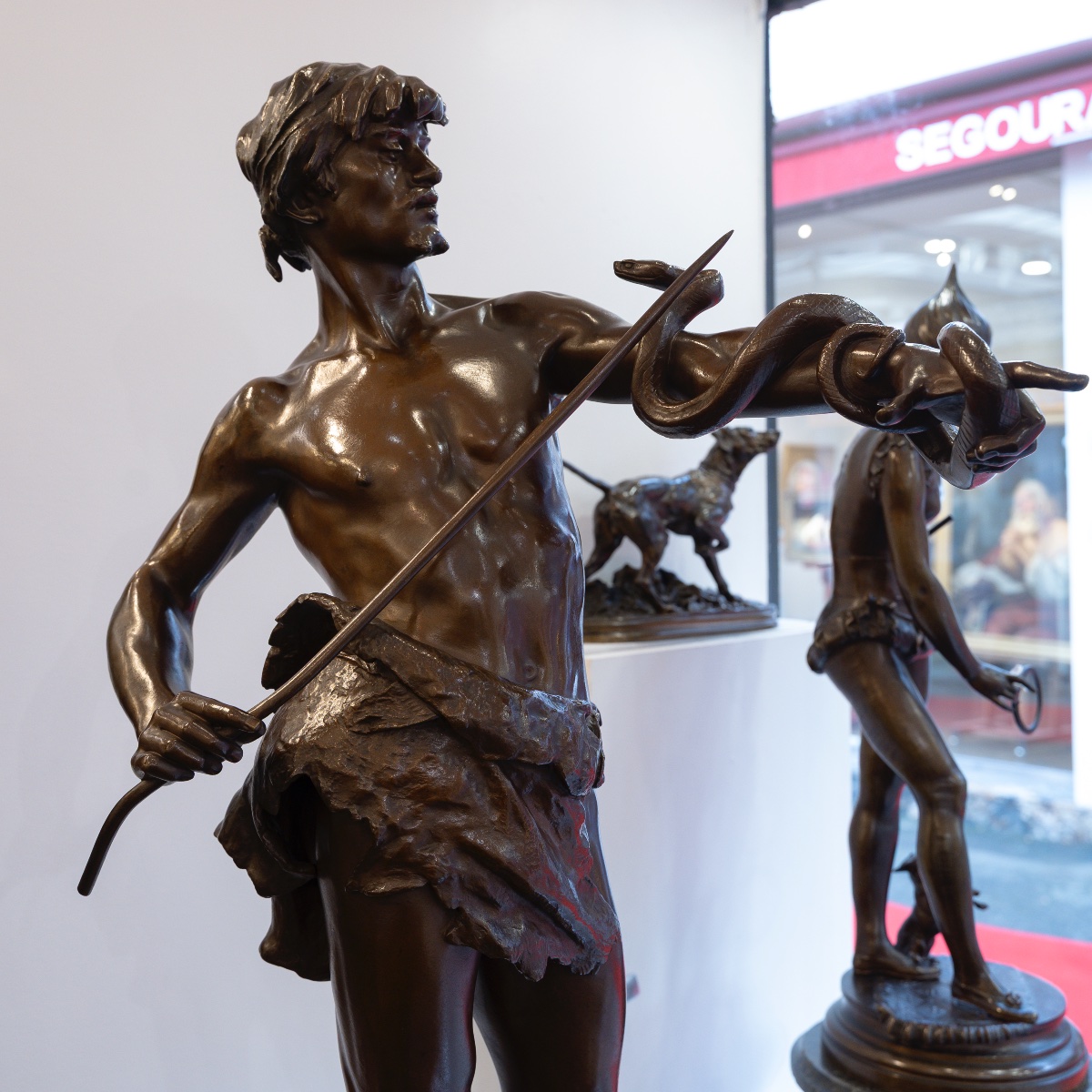 Sculpture - The Snake Charmer , Eugene Marioton (1857-1933) - Bronze -photo-2