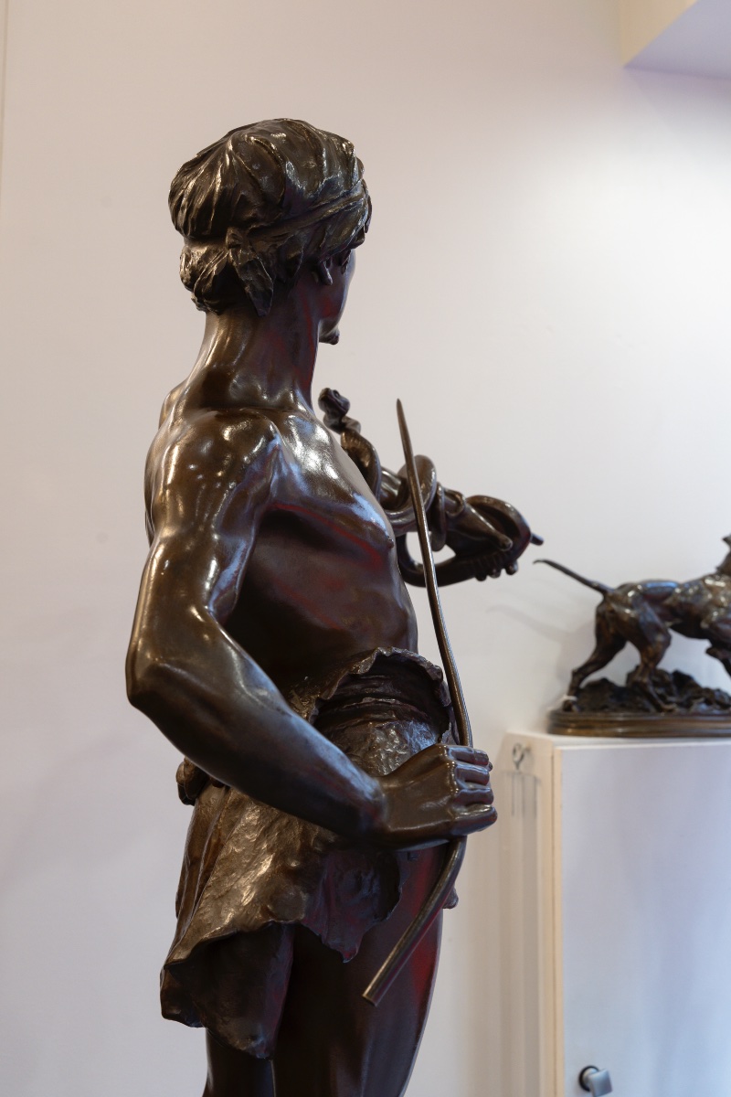 Sculpture - The Snake Charmer , Eugene Marioton (1857-1933) - Bronze -photo-4