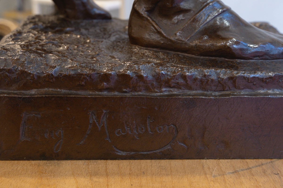 Sculpture - The Snake Charmer , Eugene Marioton (1857-1933) - Bronze -photo-8