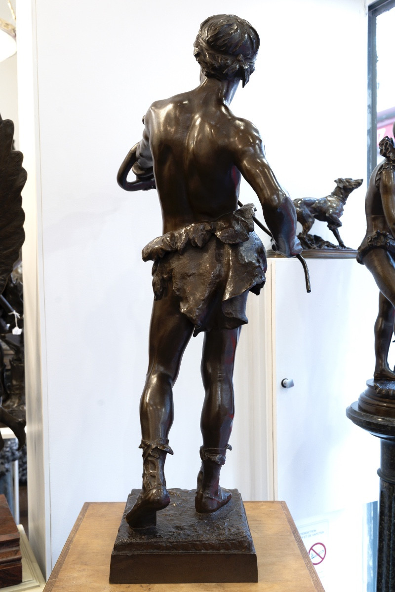 Sculpture - The Snake Charmer , Eugene Marioton (1857-1933) - Bronze -photo-1