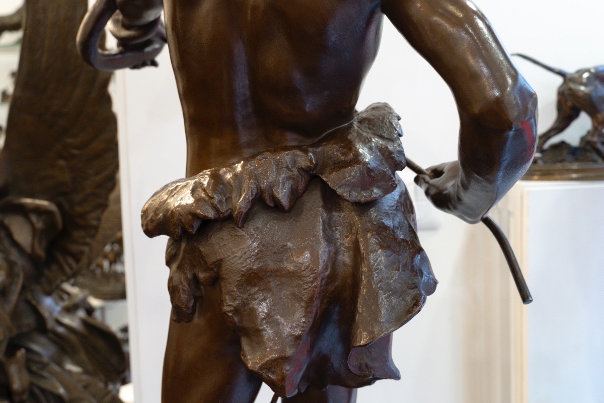 Sculpture - The Snake Charmer , Eugene Marioton (1857-1933) - Bronze -photo-3