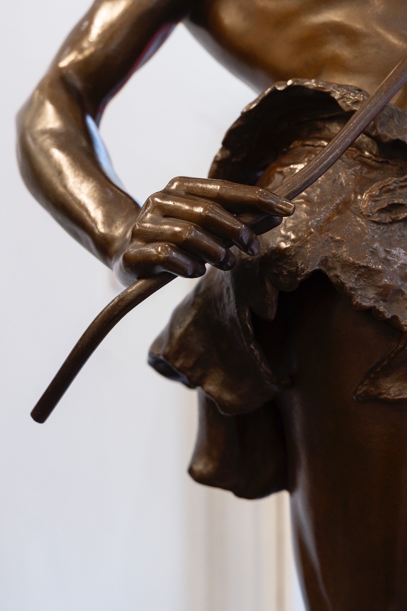 Sculpture - The Snake Charmer , Eugene Marioton (1857-1933) - Bronze -photo-7