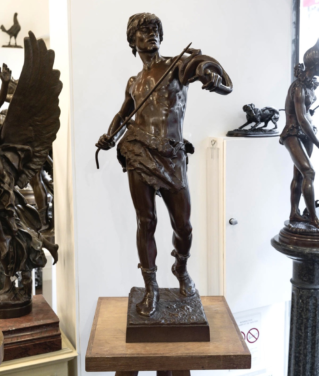 Sculpture - The Snake Charmer , Eugene Marioton (1857-1933) - Bronze 