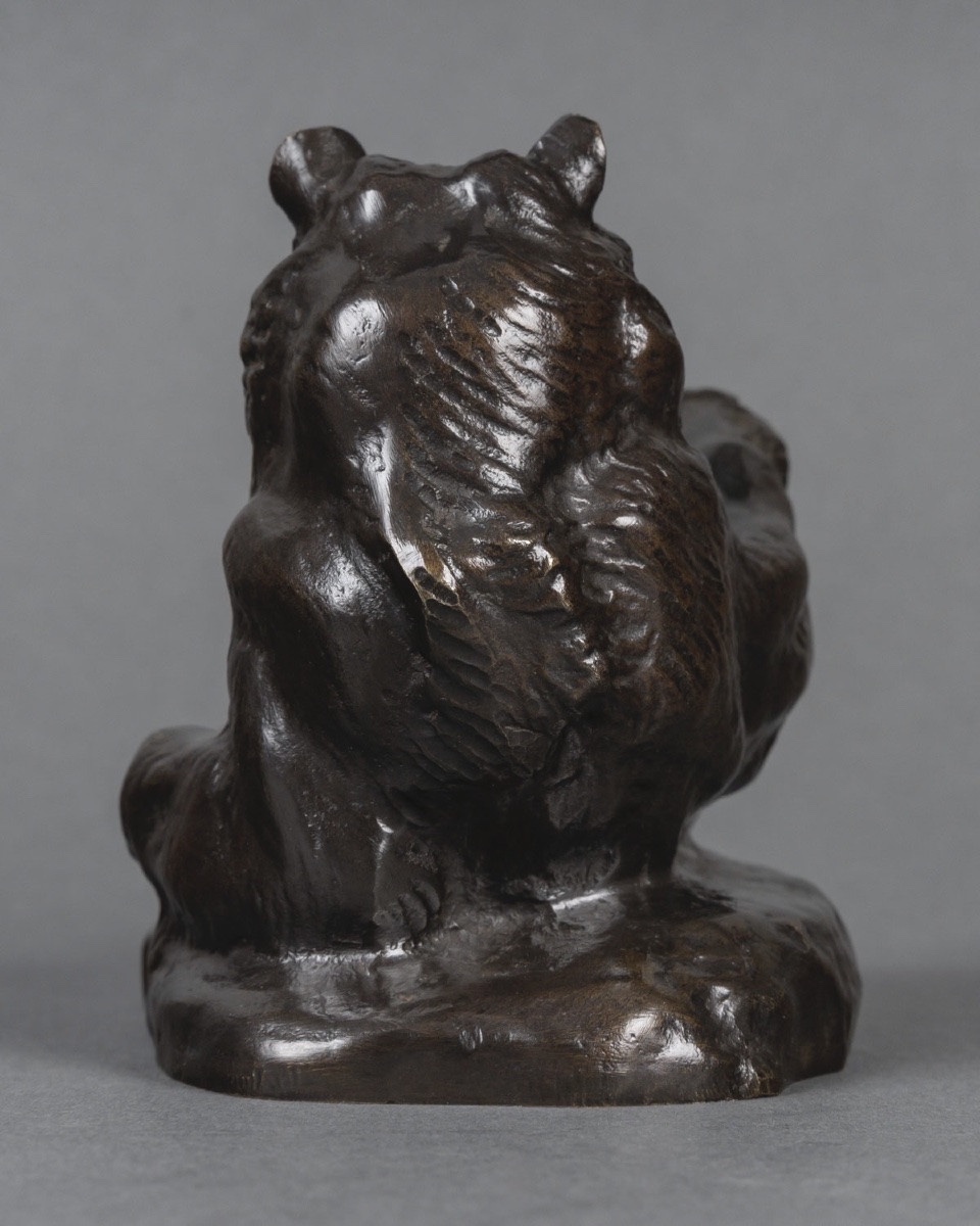 Sculpture - Reclining Bear , Antoine-louis Barye (1795-1875) - Bronze -photo-3