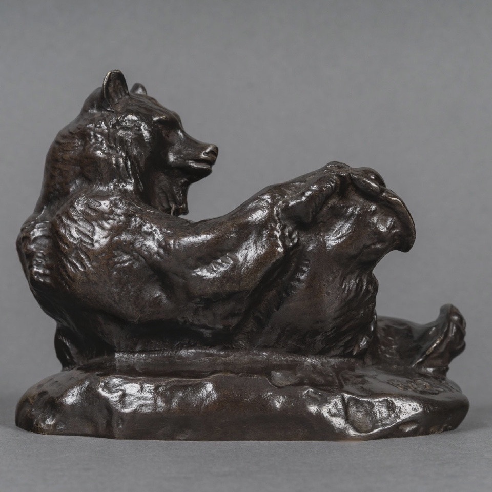 Sculpture - Reclining Bear , Antoine-louis Barye (1795-1875) - Bronze -photo-4