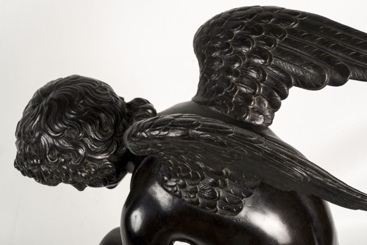 Sculpture - L' Amour Saisissant Un Papillon , Antoine Denis Chaudet (1763-1810) - Bronze -photo-2
