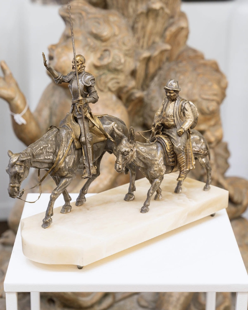 Sculpture - Don Quixote And Sancho Panza , Zumel F. Martinez De Luis (1898-1974) - Bronze-photo-2