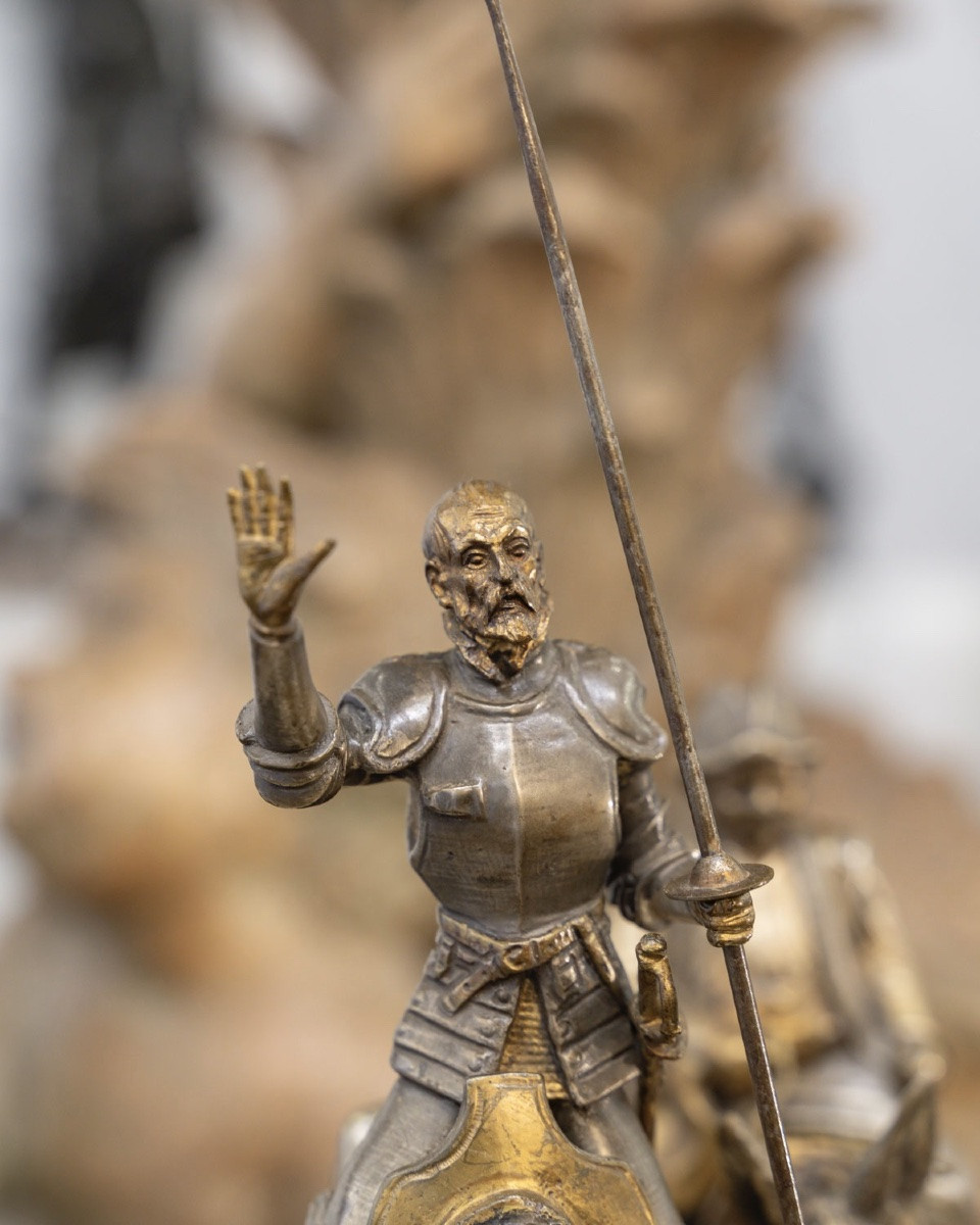 Sculpture - Don Quixote And Sancho Panza , Zumel F. Martinez De Luis (1898-1974) - Bronze-photo-4