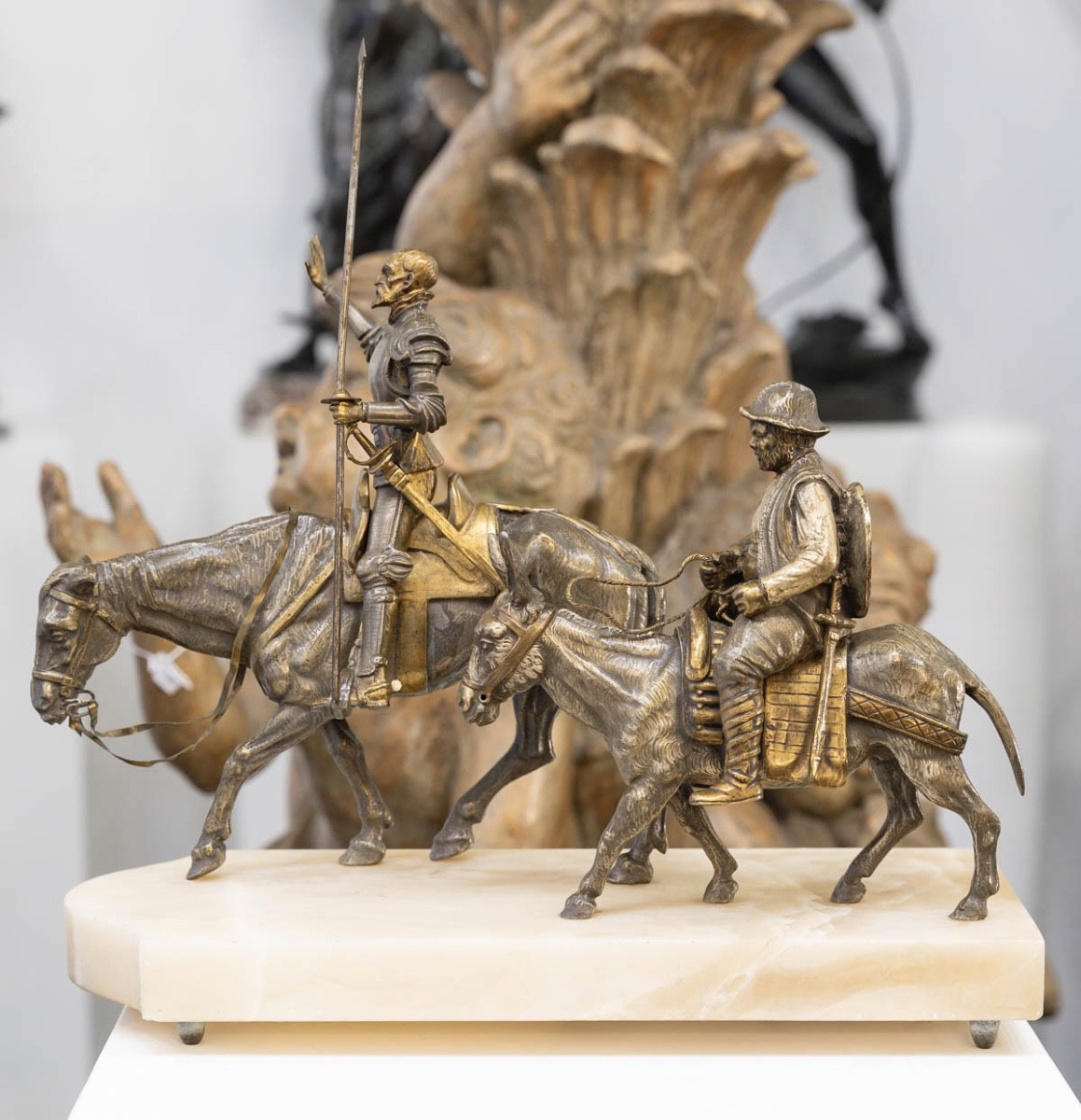 Sculpture - Don Quixote And Sancho Panza , Zumel F. Martinez De Luis (1898-1974) - Bronze