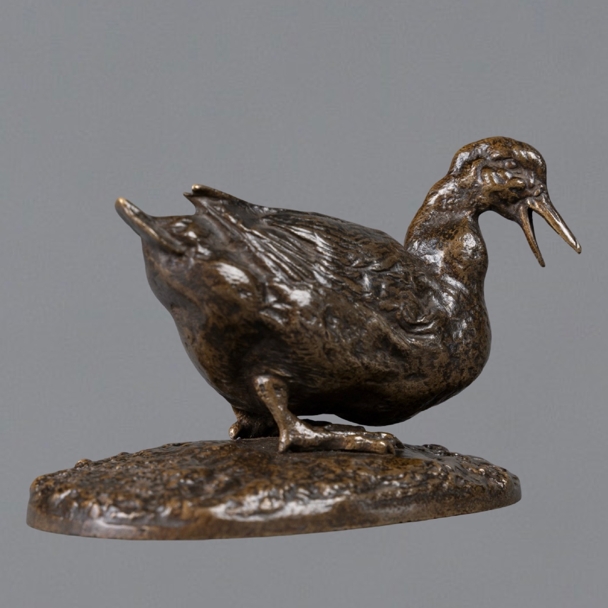 Sculpture - Le Canard , Pierre - Jules Mêne (1810-1879) - Bronze -photo-2