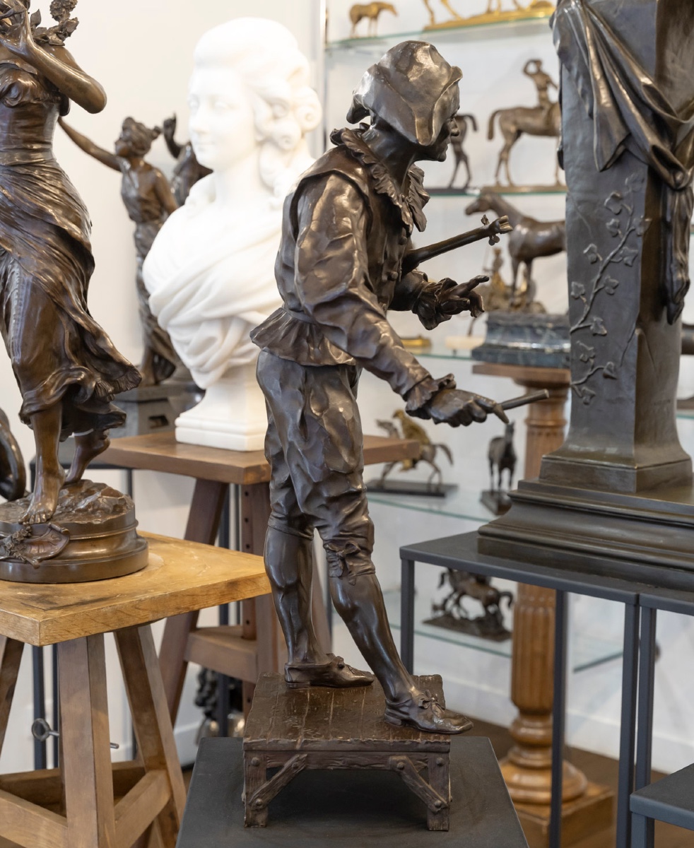 Sculpture - Arlequin , Émile Louis Picault (1833-1915) - Bronze-photo-3