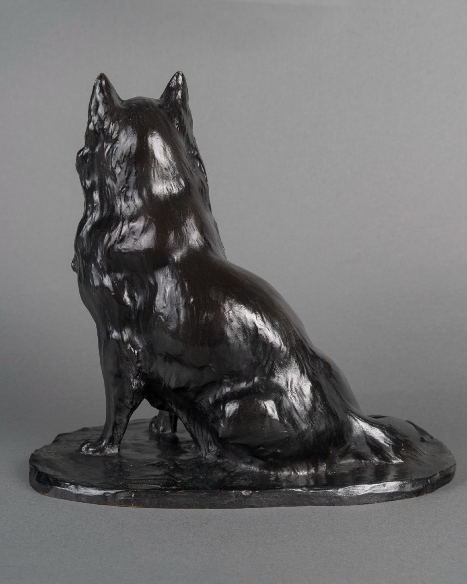 Sculpture - Seated Pet Dog , Georges Malissard (1877-1942) Bronze-photo-4