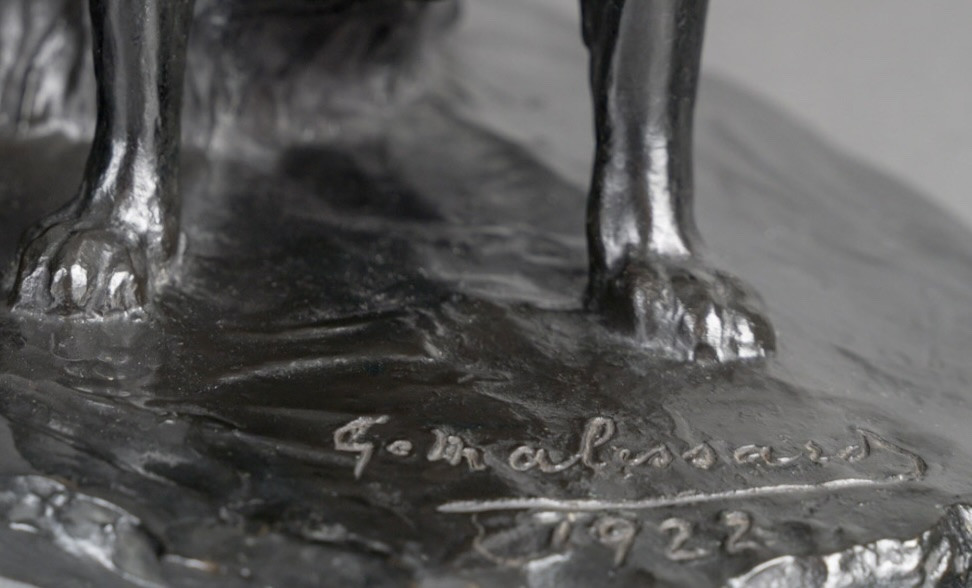 Sculpture - Seated Pet Dog , Georges Malissard (1877-1942) Bronze-photo-2