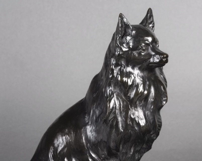 Sculpture - Seated Pet Dog , Georges Malissard (1877-1942) Bronze-photo-1