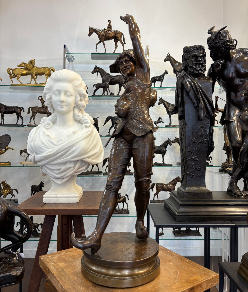 Sculpture - Arlequine , Henri Émile ALLOUARD (1844 - 1929) - Bronze -photo-4