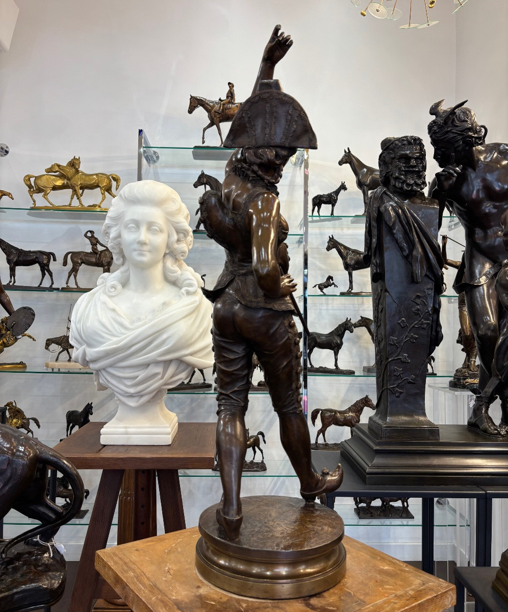 Sculpture - Arlequine , Henri Émile ALLOUARD (1844 - 1929) - Bronze -photo-2