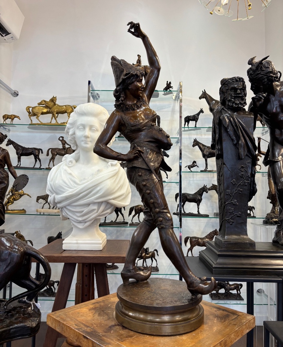 Sculpture - Arlequine , Henri Émile ALLOUARD (1844 - 1929) - Bronze -photo-4