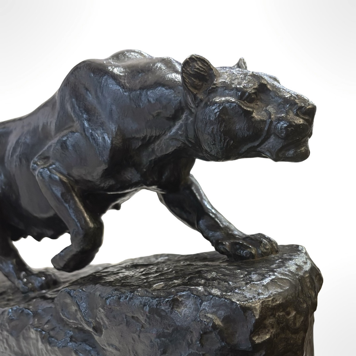 Sculpture - Lioness On The Prowl , Isidore Bonheur (1827-1901) - Bronze -photo-2