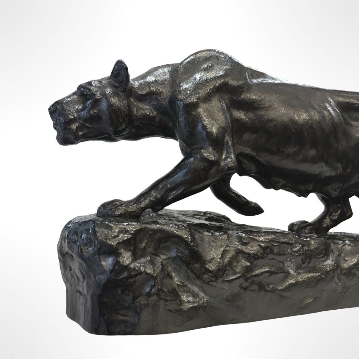 Sculpture - Lioness On The Prowl , Isidore Bonheur (1827-1901) - Bronze -photo-1