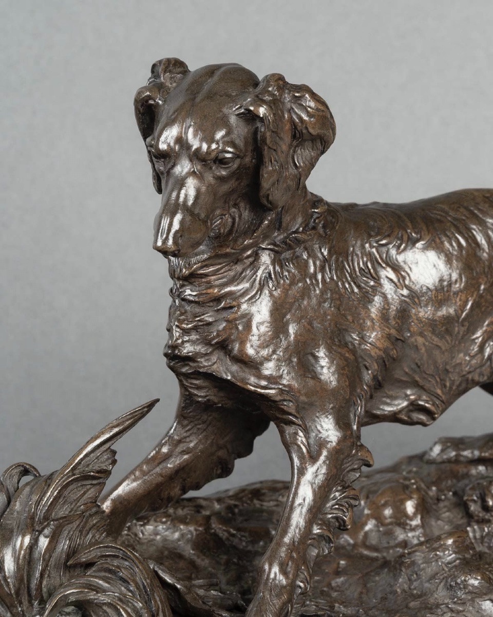 Sculpture - Chien À L’ Arrêt  , Pierre - Jules Mêne (1810-1879) - Bronze-photo-3