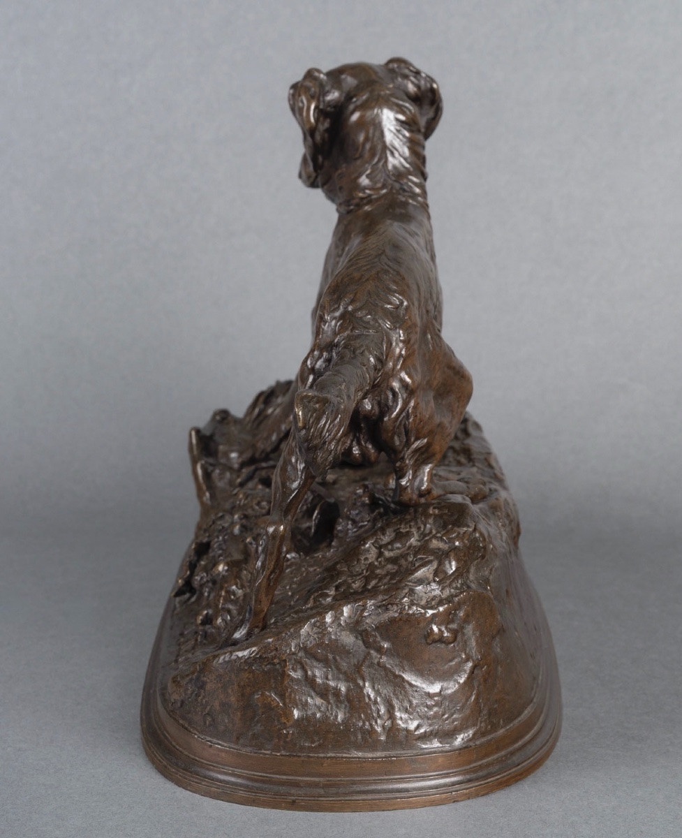 Sculpture - Chien À L’ Arrêt  , Pierre - Jules Mêne (1810-1879) - Bronze-photo-2