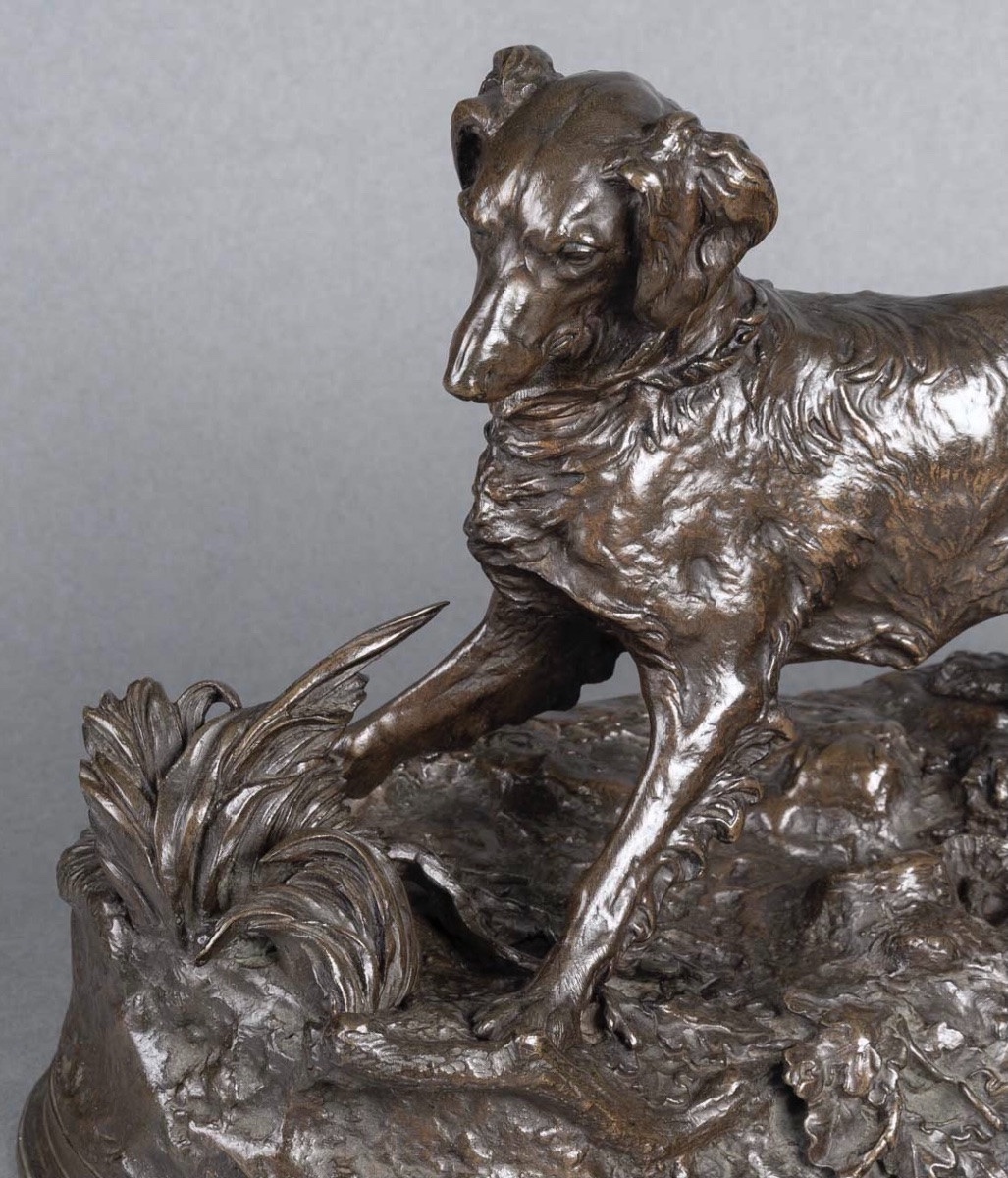 Sculpture - Chien À L’ Arrêt  , Pierre - Jules Mêne (1810-1879) - Bronze-photo-3