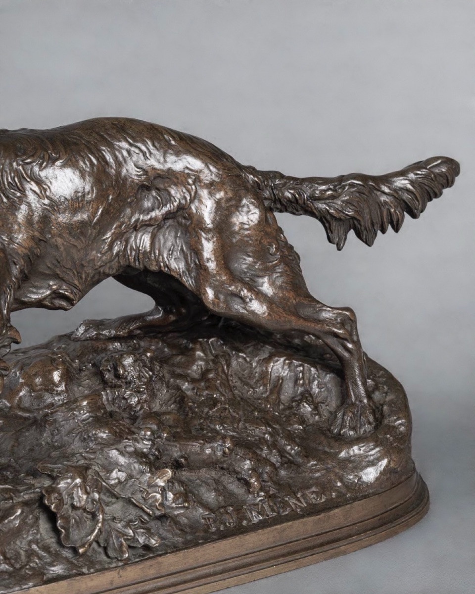 Sculpture - Chien À L’ Arrêt  , Pierre - Jules Mêne (1810-1879) - Bronze-photo-4