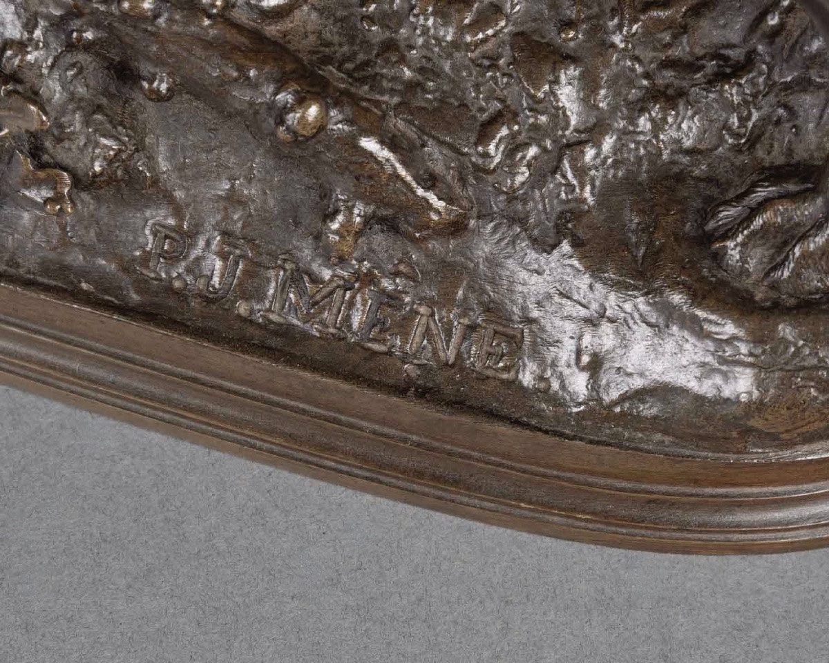 Sculpture - Chien À L’ Arrêt  , Pierre - Jules Mêne (1810-1879) - Bronze-photo-5