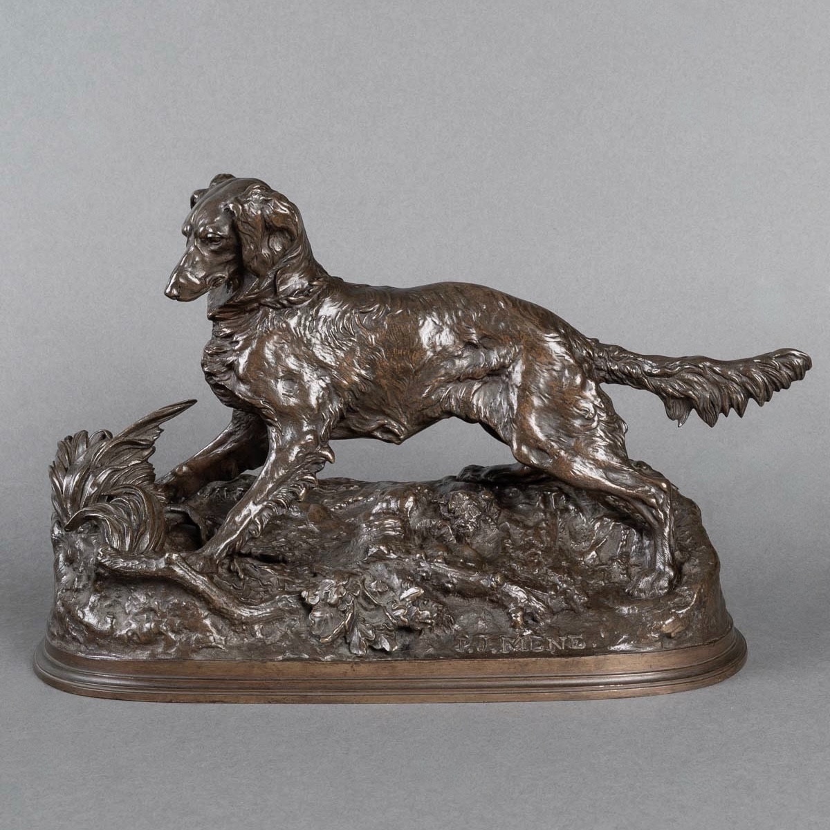 Sculpture - Chien À L’ Arrêt  , Pierre - Jules Mêne (1810-1879) - Bronze