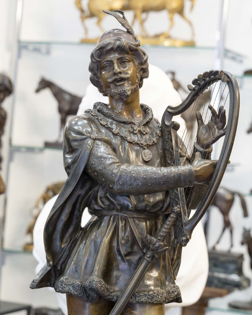 Sculpture - Le Barde , Jean-Didier Debut (1824-1893) - Bronze -photo-2