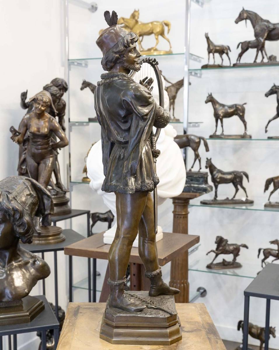 Sculpture - Le Barde , Jean-Didier Debut (1824-1893) - Bronze -photo-4