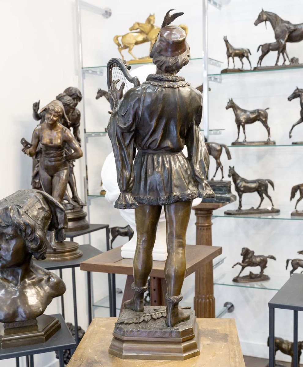 Sculpture - Le Barde , Jean-Didier Debut (1824-1893) - Bronze -photo-1