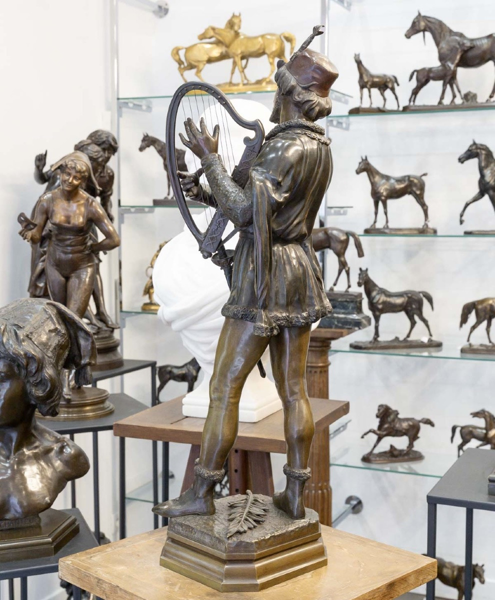Sculpture - Le Barde , Jean-Didier Debut (1824-1893) - Bronze -photo-2