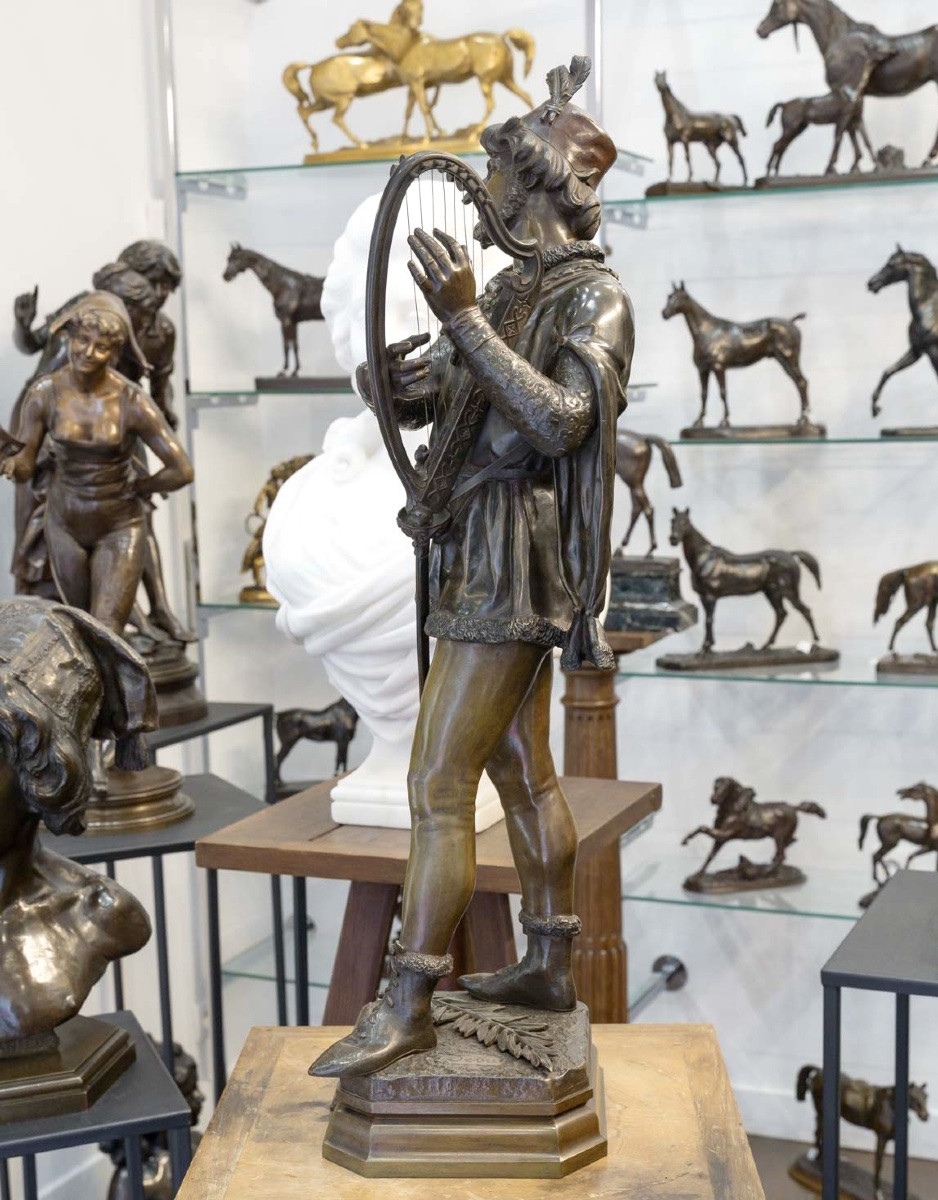 Sculpture - Le Barde , Jean-Didier Debut (1824-1893) - Bronze -photo-3